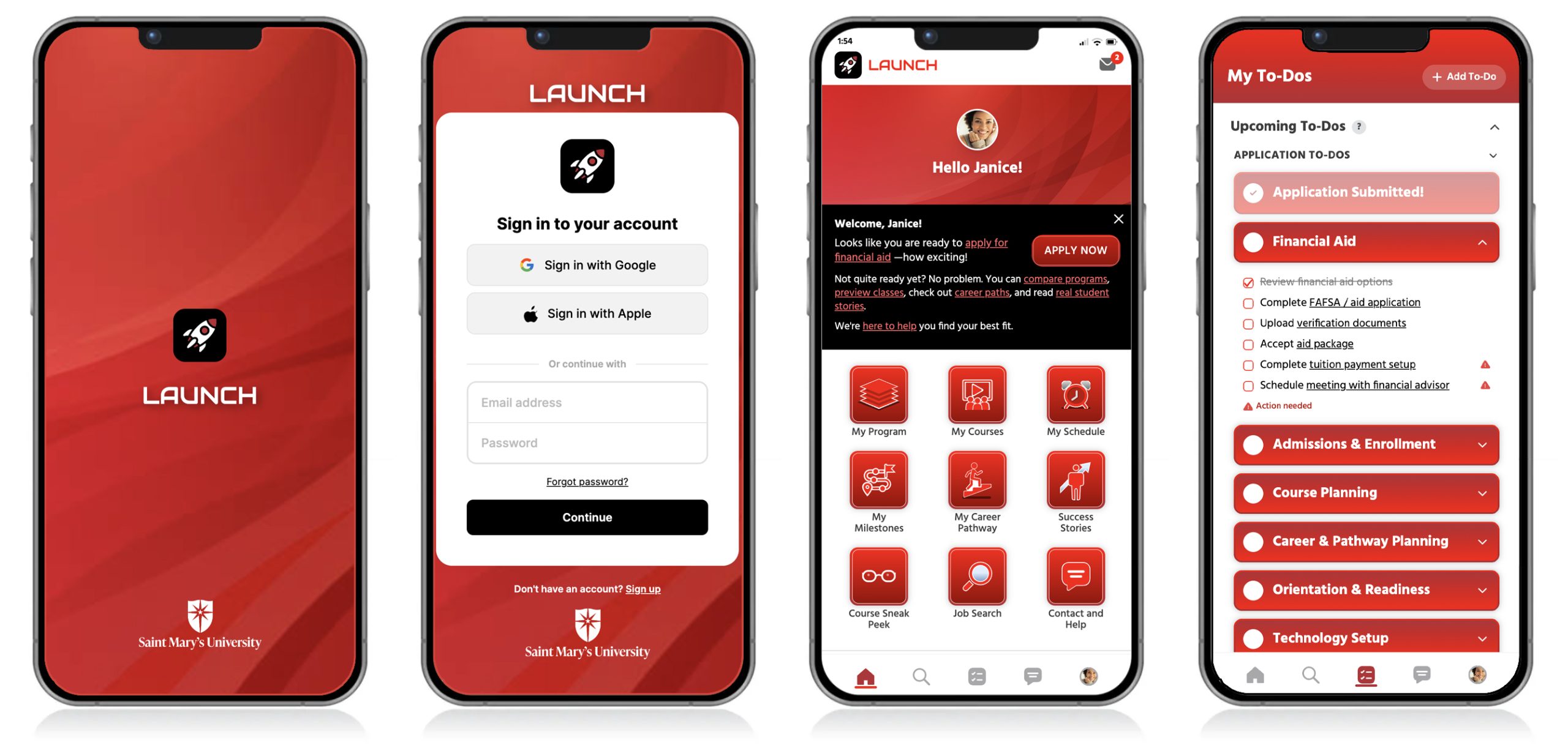 Launch App screens